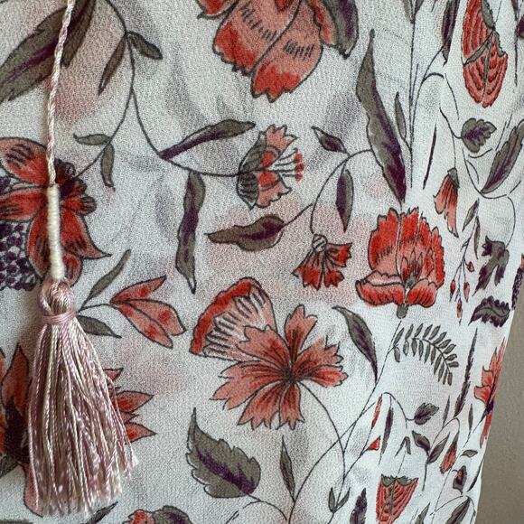 MISA Los Angeles Floral Sheer Ruffle Boho Chiffon Blouse Size Small - Picture 8 of 10